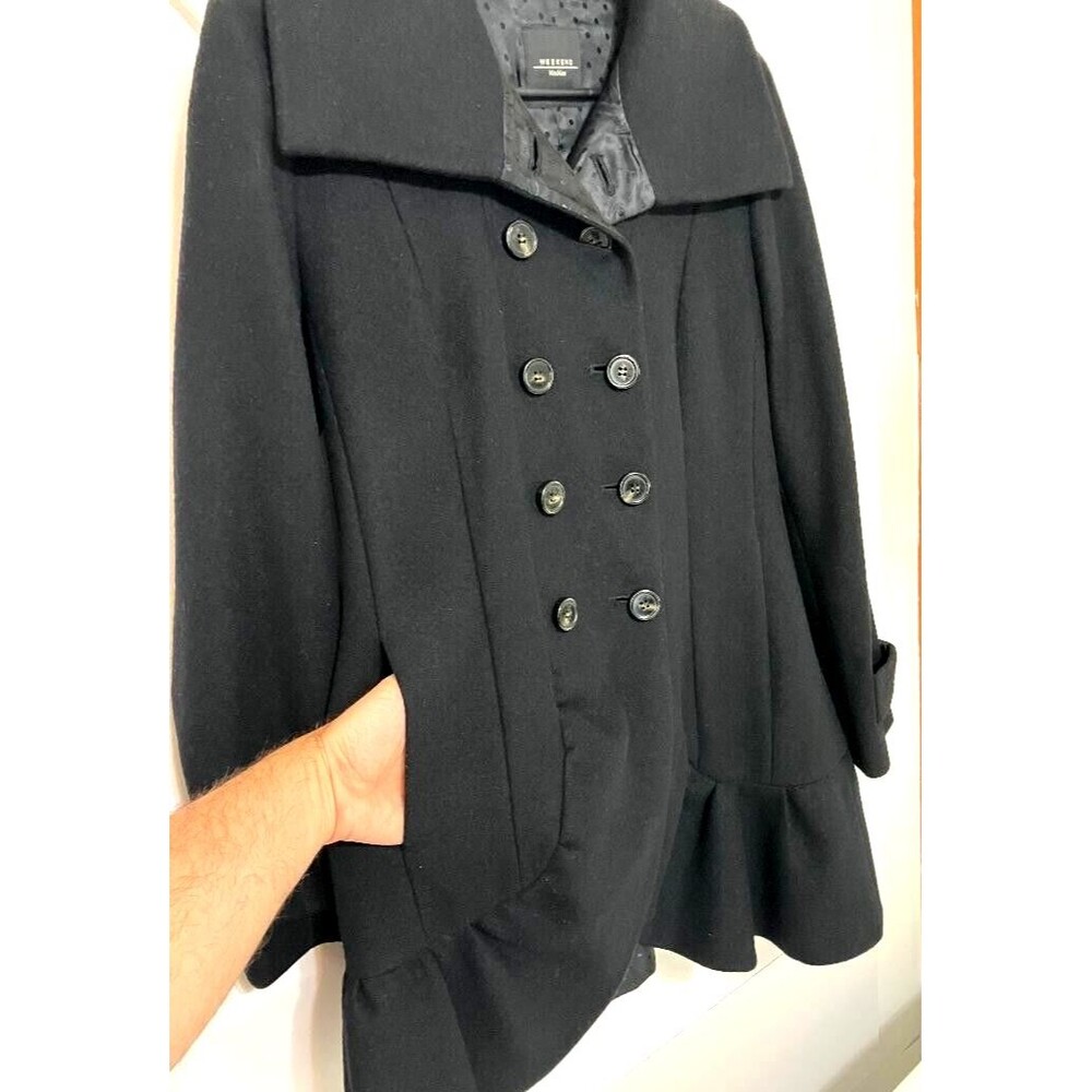 Max Mara Weekend Black Virgin Wool Coat Women's 10 Double Breast Peacoat Ukraine - Picture 5 of 14
